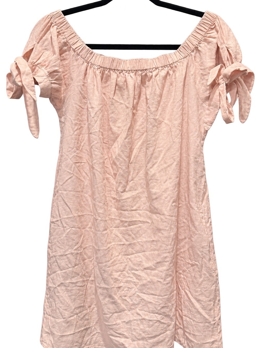 GUESS Blush Pink Linen Blend Off Shoulder Dress M